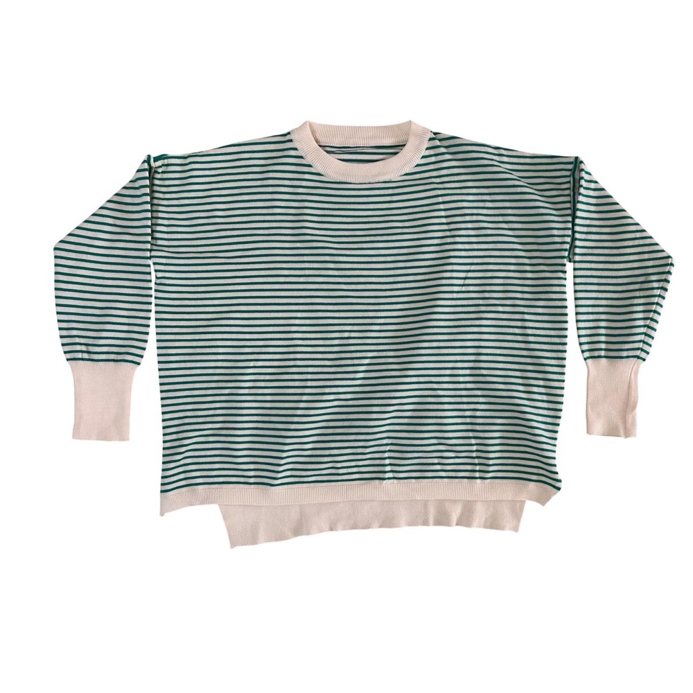 Unbranded Striped Sweater Women One Size Green Excellence Oversized 24x22.5